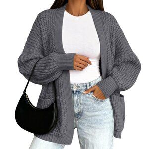Oversized Open Front Knit Cardigan Chunky Y2K Chic Minimal Casual